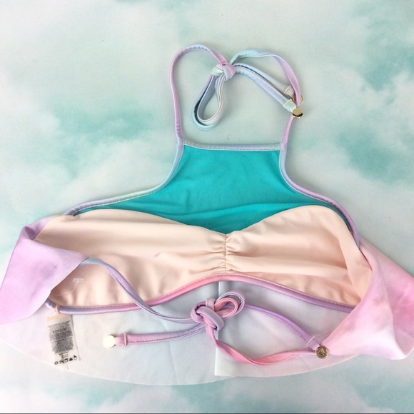 New Wildfox Mesh Tie Dye Flutter Bikini Top - Picture 3 of 5